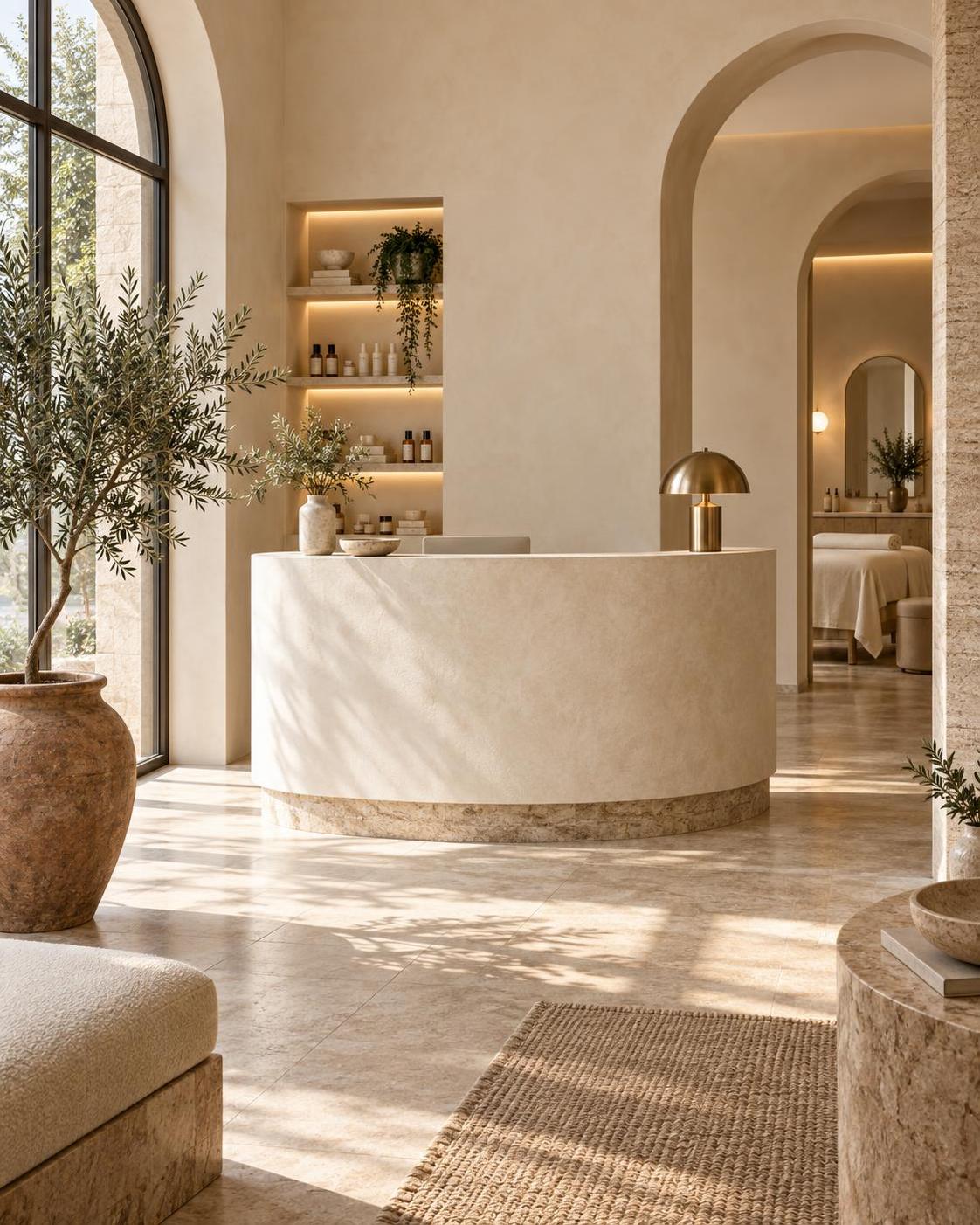 Reception elegante del beauty studio Aura Estetica
